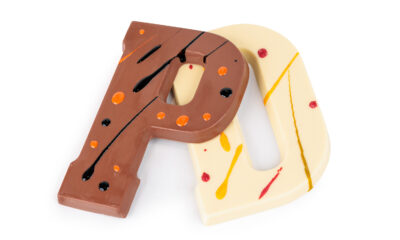 chocolade letter 200 gram (melk, wit en puur) met kleur